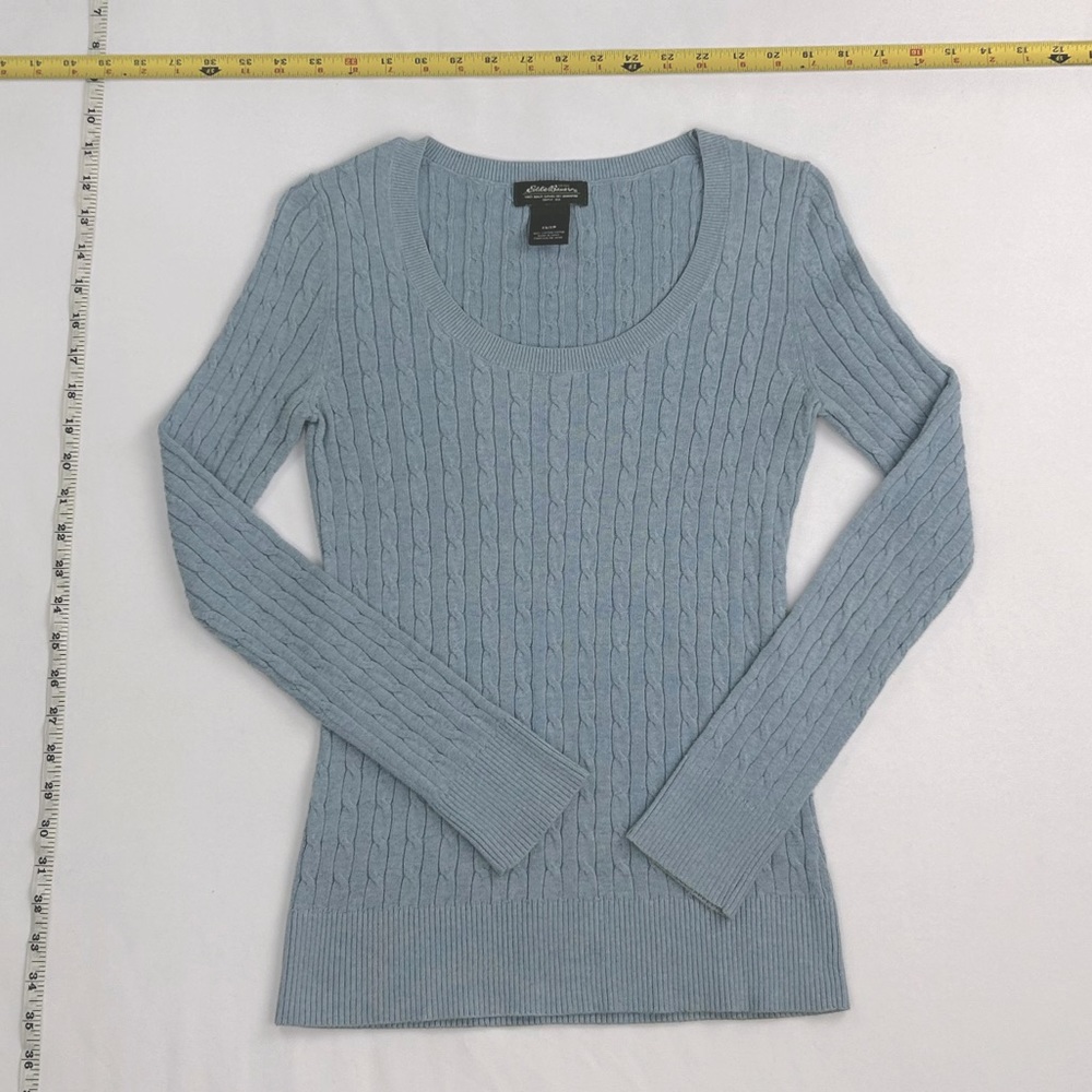 Eddie Bauer Braided Ribbed Cable Knit Scoop Neck Sweater Y2K Schoolgirl Uniform